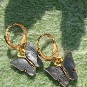 Black butterfly earrings